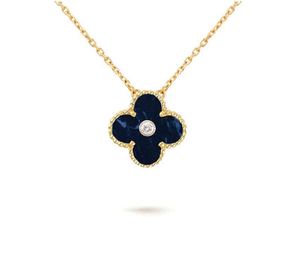 [Garvey]15MM CLOVER FLOWER DIAMOND PENDANT NECKLACE COLLECTION