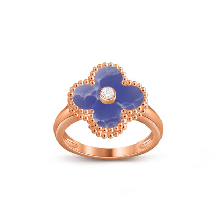 [Garvey]LUCKY CLOVER DIAMOND-ACCENT ROSE GOLD RING COLLECTION