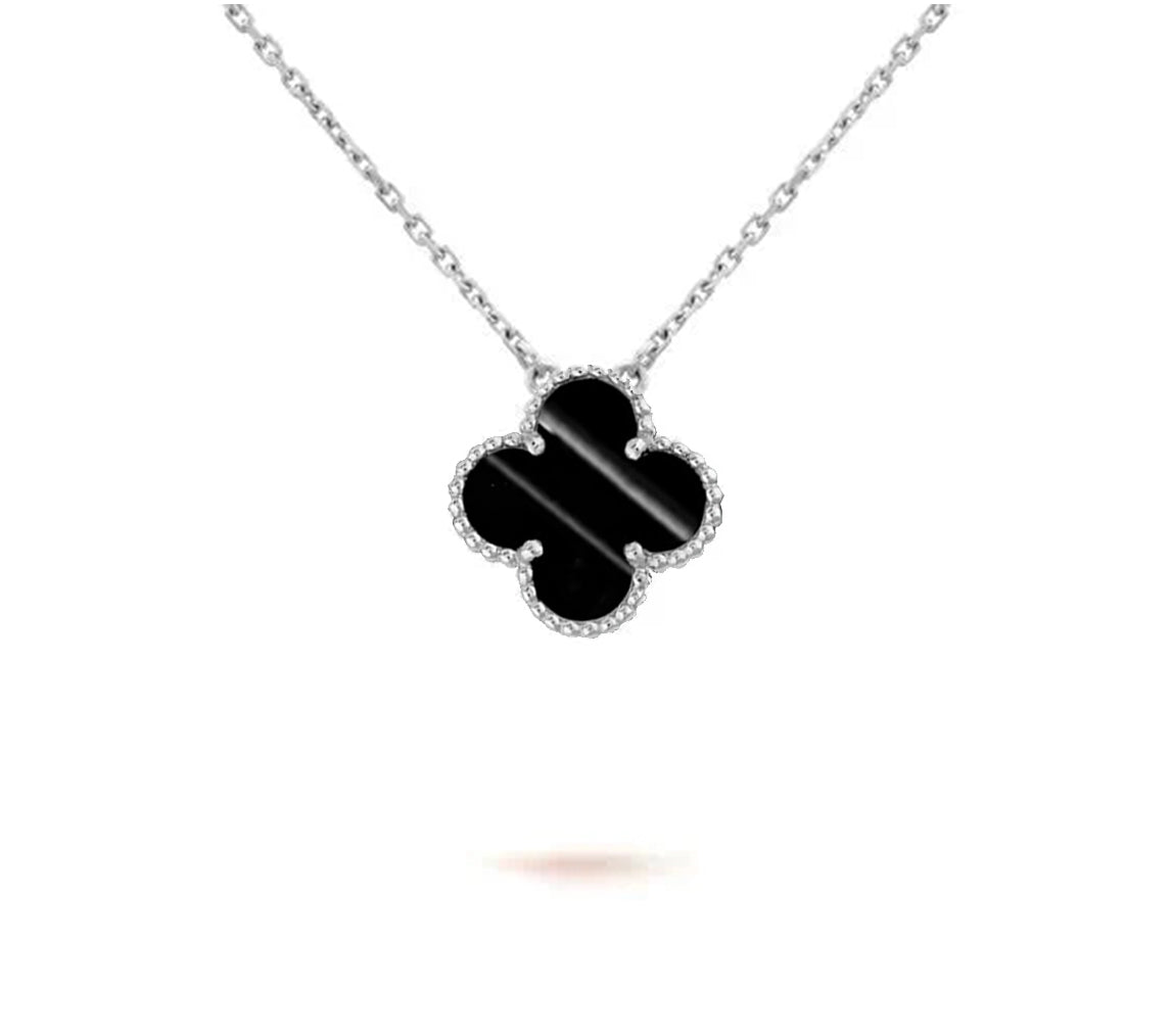 [Garvey]15MM CLOVER FLOWER PENDANT NECKLACE WHITE GOLD COLLECTION