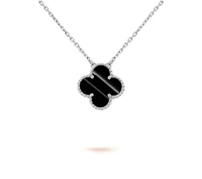 [Garvey]15MM CLOVER FLOWER PENDANT NECKLACE WHITE GOLD COLLECTION