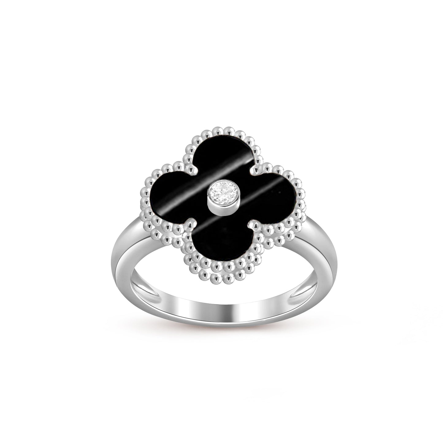 [Garvey]LUCKY CLOVER DIAMOND-ACCENT WHITE GOLD RING COLLECTION