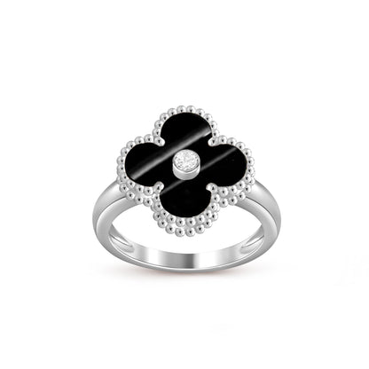 [Garvey]LUCKY CLOVER DIAMOND-ACCENT WHITE GOLD RING COLLECTION