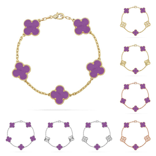 [Garvey]LUCKY CLOVER 5-MOTIF BRACELET - VIOLET COLLECTION