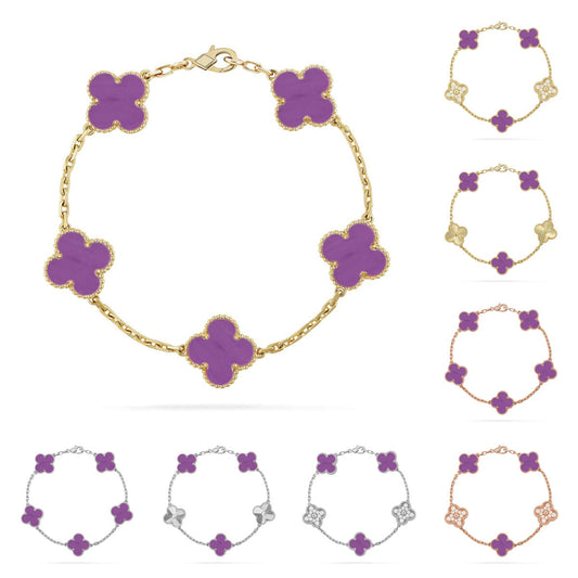 [Garvey]LUCKY CLOVER 5-MOTIF BRACELET - VIOLET COLLECTION