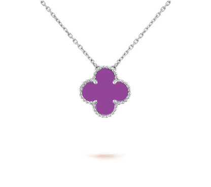 [Garvey]15MM CLOVER FLOWER PENDANT NECKLACE WHITE GOLD COLLECTION