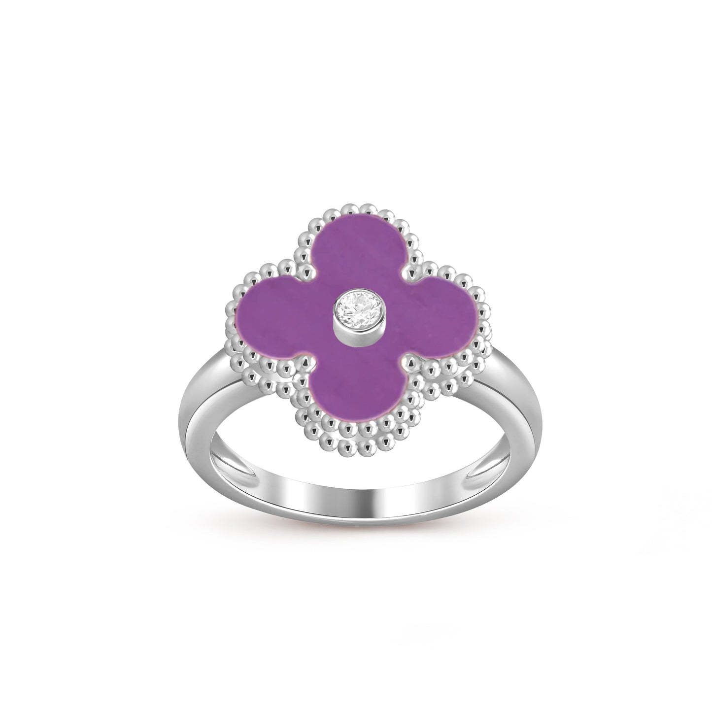 [Garvey]LUCKY CLOVER DIAMOND-ACCENT WHITE GOLD RING COLLECTION
