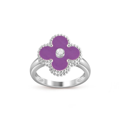 [Garvey]LUCKY CLOVER DIAMOND-ACCENT WHITE GOLD RING COLLECTION