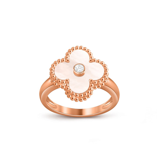 [Garvey]LUCKY CLOVER DIAMOND-ACCENT ROSE GOLD RING COLLECTION