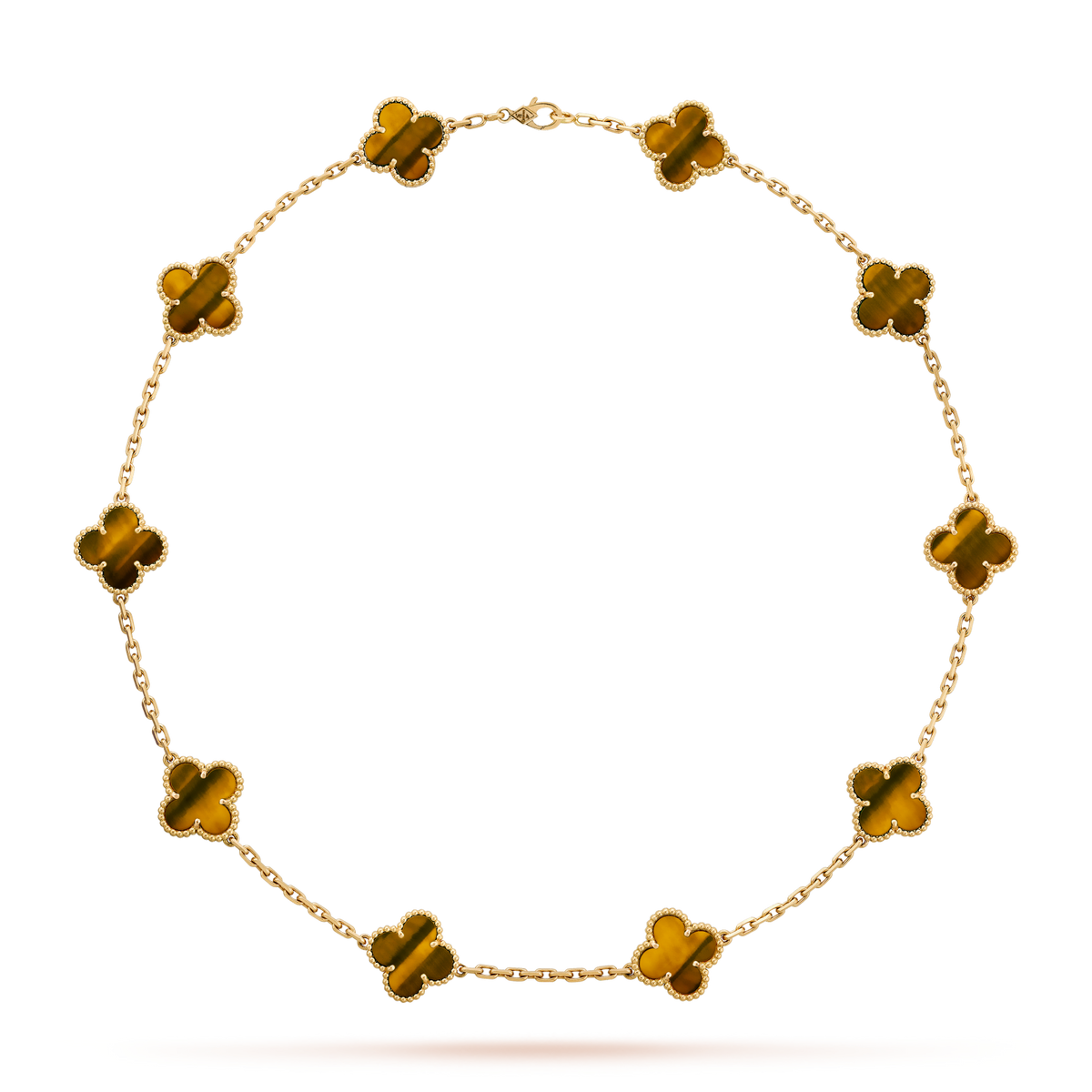 [Garvey ]CLOVER 10 MOTIFS TIGER EYE NECKLACE