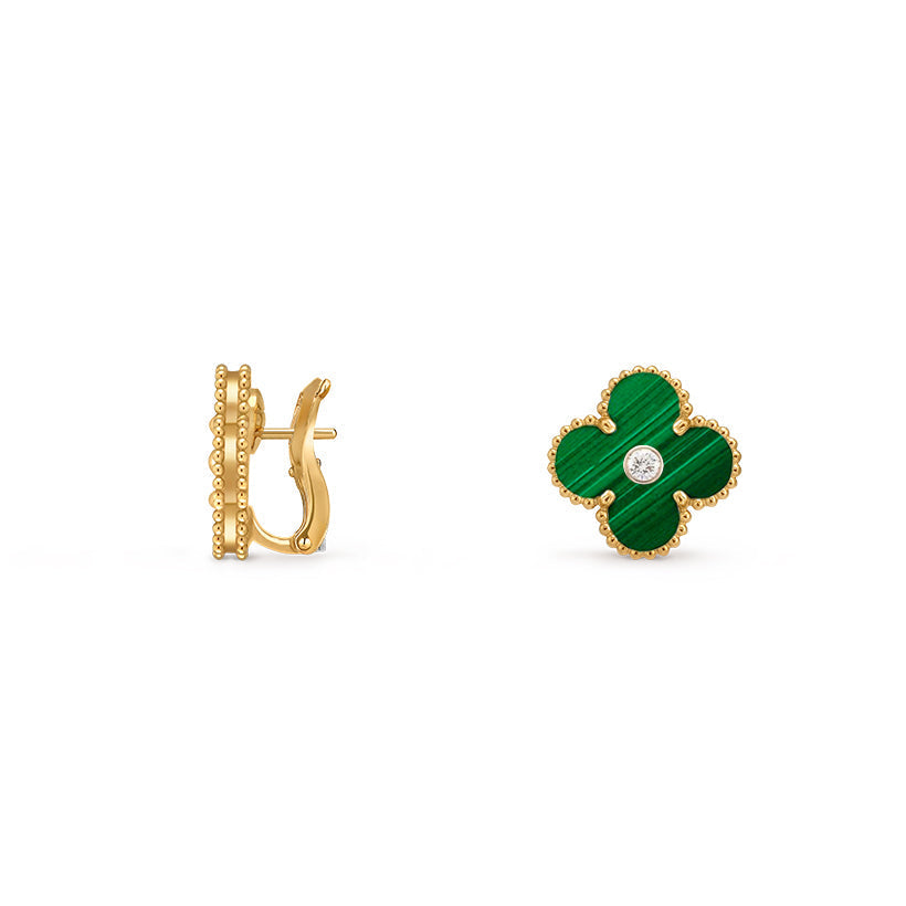 [Garvey]15MM CLOVER FLOWER STUD EARRINGS DIAMOND-GOLD COLLECTION