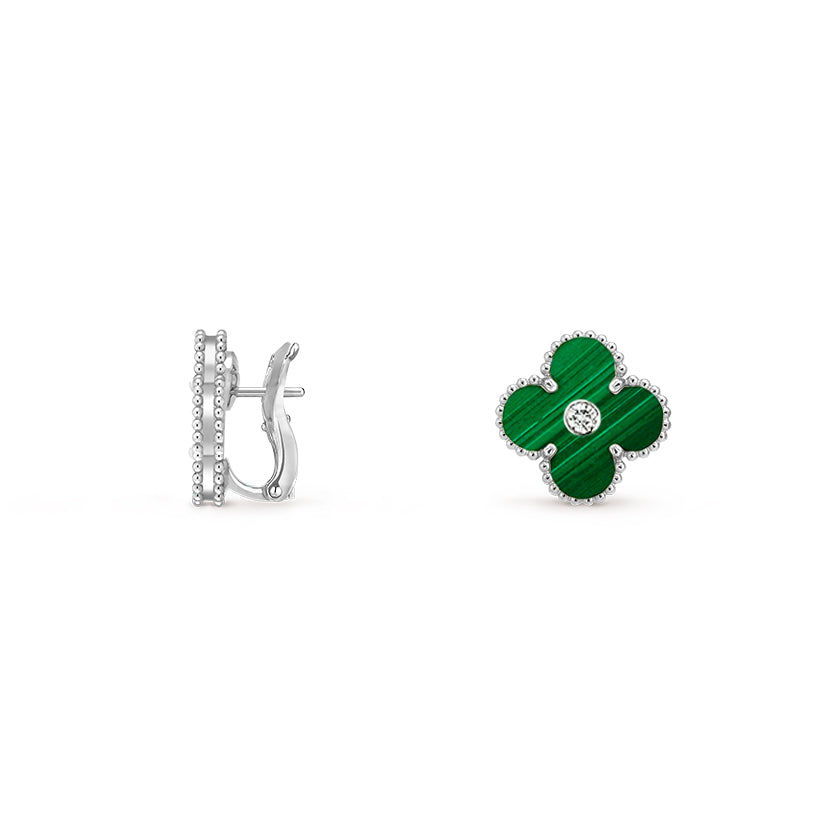 [Garvey]15MM CLOVER FLOWER STUD EARRINGS DIAMOND-WHITE GOLD COLLECTION