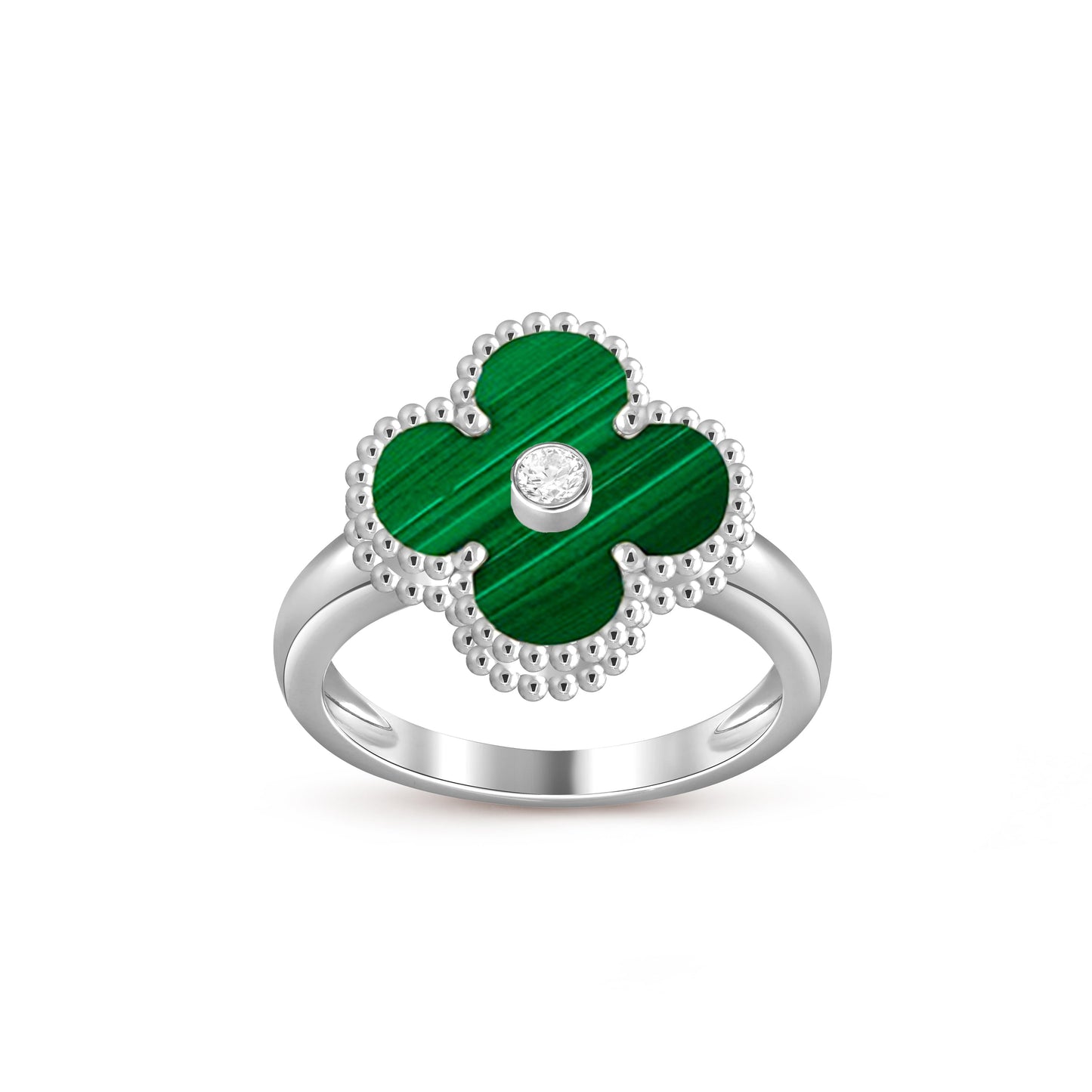 [Garvey]LUCKY CLOVER DIAMOND-ACCENT WHITE GOLD RING COLLECTION