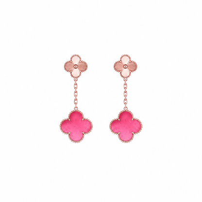[Garvey]NEW CLOVER 2 MOTIF PINK ENAMEL EARRINGS