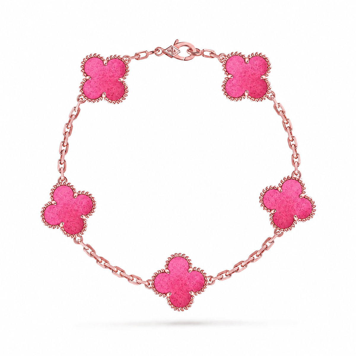 [Garvey]NEW CLOVER 5 MOTIFS PINK ENAMEL BRACELET