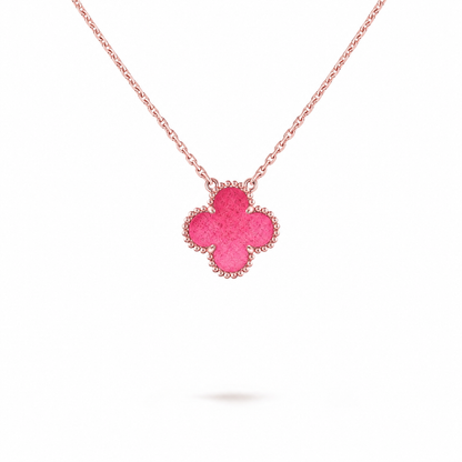 [Garvey] NEW CLOVER 15MM PINK ENAMEL NECKLACE