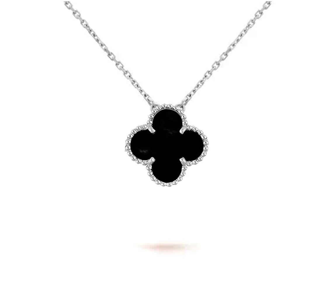 [Garvey]15MM CLOVER FLOWER PENDANT NECKLACE WHITE GOLD COLLECTION