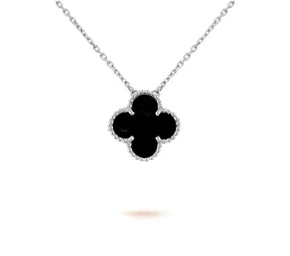 [Garvey]15MM CLOVER FLOWER PENDANT NECKLACE WHITE GOLD COLLECTION