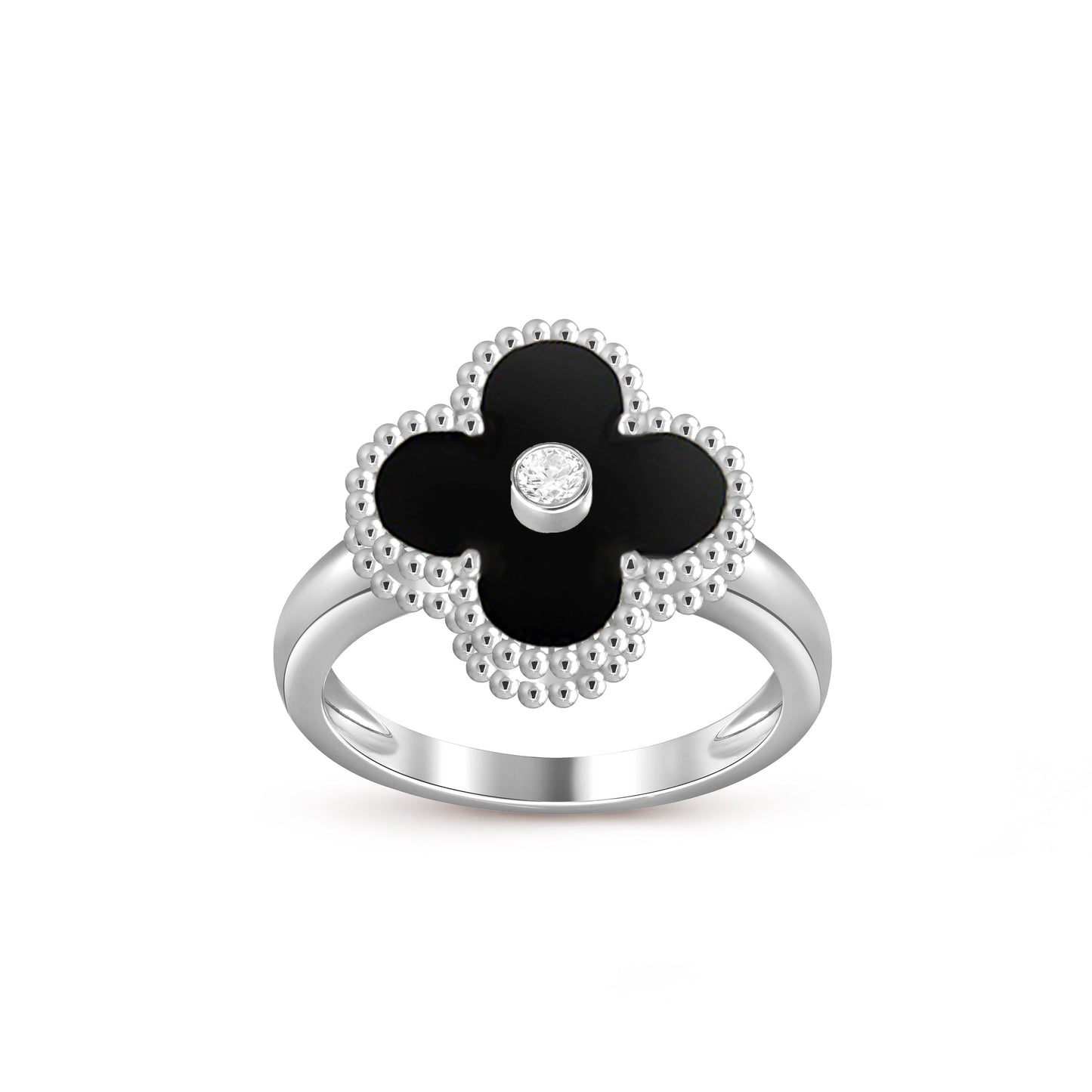 [Garvey]LUCKY CLOVER DIAMOND-ACCENT WHITE GOLD RING COLLECTION