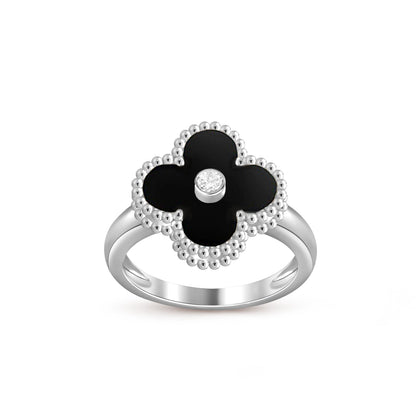[Garvey]LUCKY CLOVER DIAMOND-ACCENT WHITE GOLD RING COLLECTION