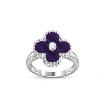 [Garvey]LUCKY CLOVER DIAMOND-ACCENT WHITE GOLD RING COLLECTION