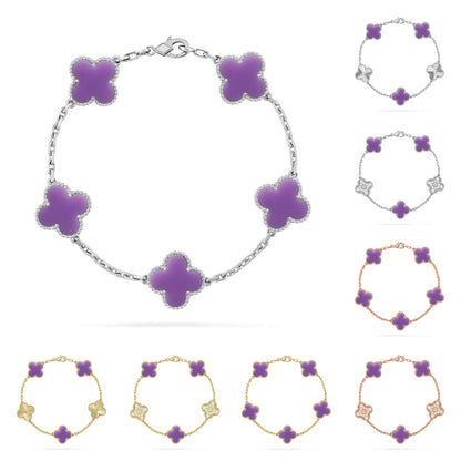 [Garvey]LUCKY CLOVER 5-MOTIF BRACELET - LAVENDER COLLECTION