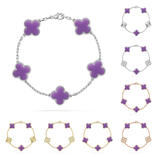 [Garvey]LUCKY CLOVER 5-MOTIF BRACELET - LAVENDER COLLECTION