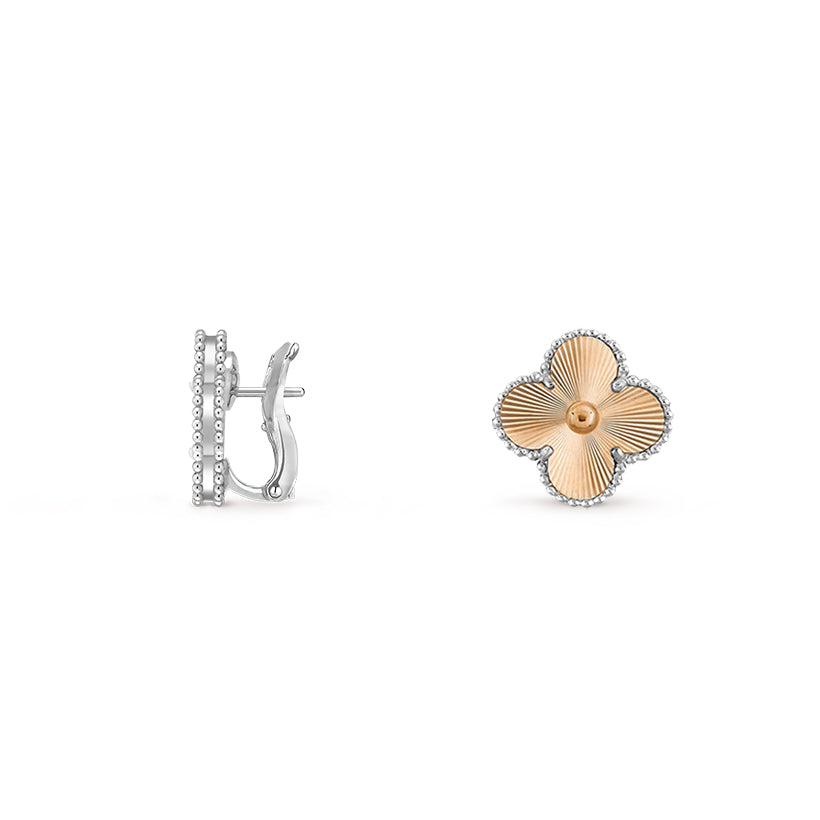 [Garvey]15MM CLOVER FLOWER STUD EARRINGS WHITE GOLD COLLECTION
