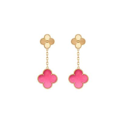 [Garvey]NEW CLOVER 2 MOTIF PINK ENAMEL EARRINGS