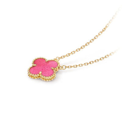 [Garvey] NEW CLOVER 15MM PINK ENAMEL NECKLACE