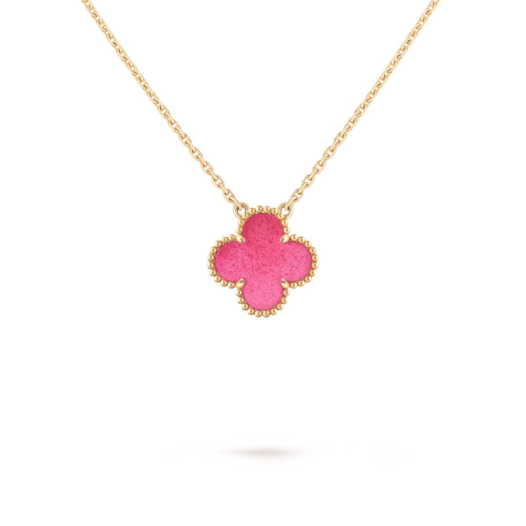 [Garvey] NEW CLOVER 15MM PINK ENAMEL NECKLACE