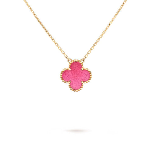 [Garvey] NEW CLOVER 15MM PINK ENAMEL NECKLACE