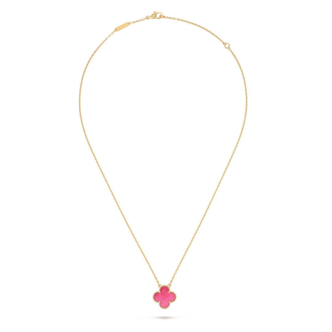 [Garvey] NEW CLOVER 15MM PINK ENAMEL NECKLACE