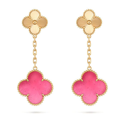 [Garvey]NEW CLOVER 2 MOTIF PINK ENAMEL EARRINGS