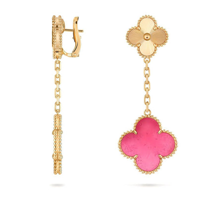 [Garvey]NEW CLOVER 2 MOTIF PINK ENAMEL EARRINGS