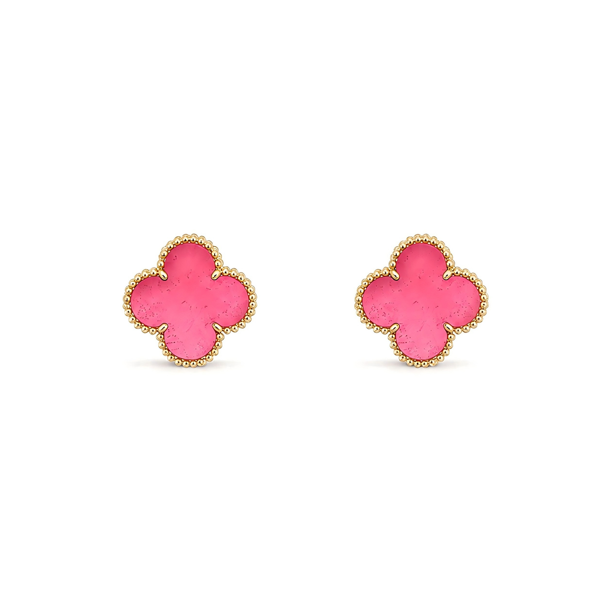 [Garvey]NEW CLOVER 15MM PINK ENAMEL STUD EARRINGS