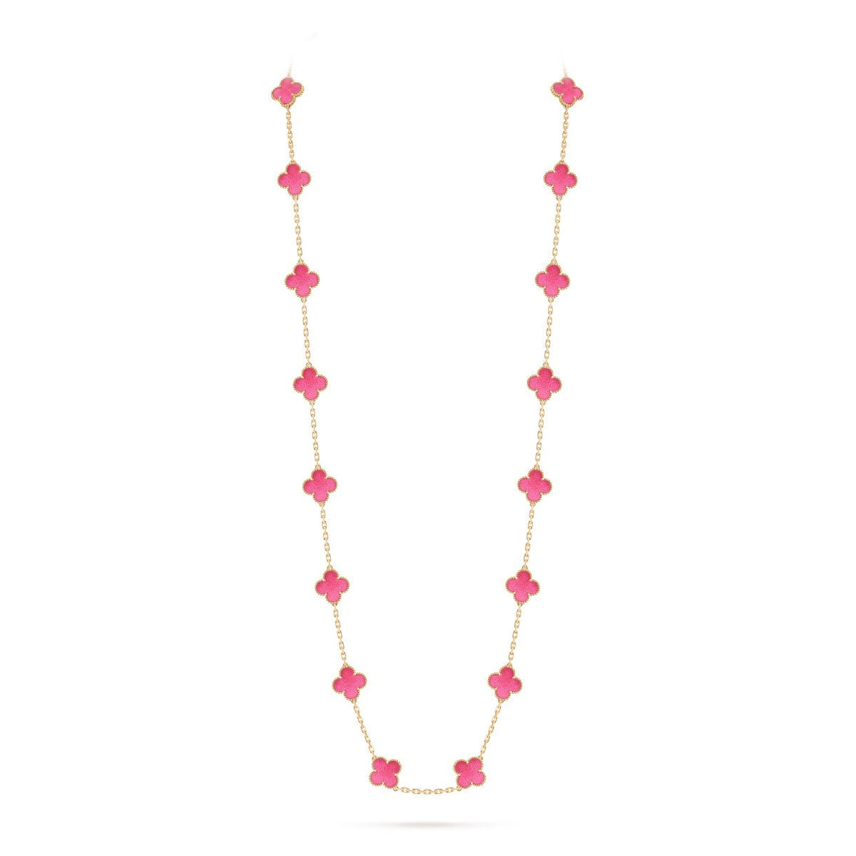 [Lora] NEW CLOVER 20 MOTIFS PINK ENAMEL NECKLACE