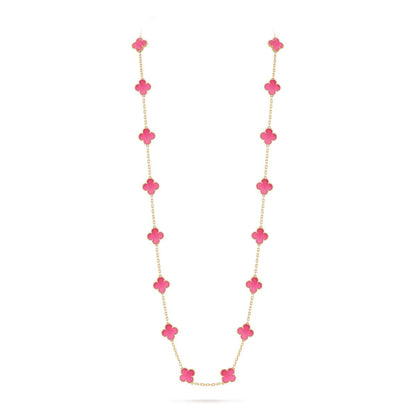 [Lora] NEW CLOVER 20 MOTIFS PINK ENAMEL NECKLACE