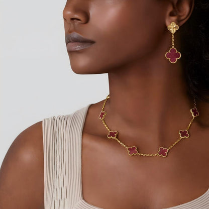 [Garvey]NEW CLOVER 10 MOTIFS PINK ENAMEL NECKLACE