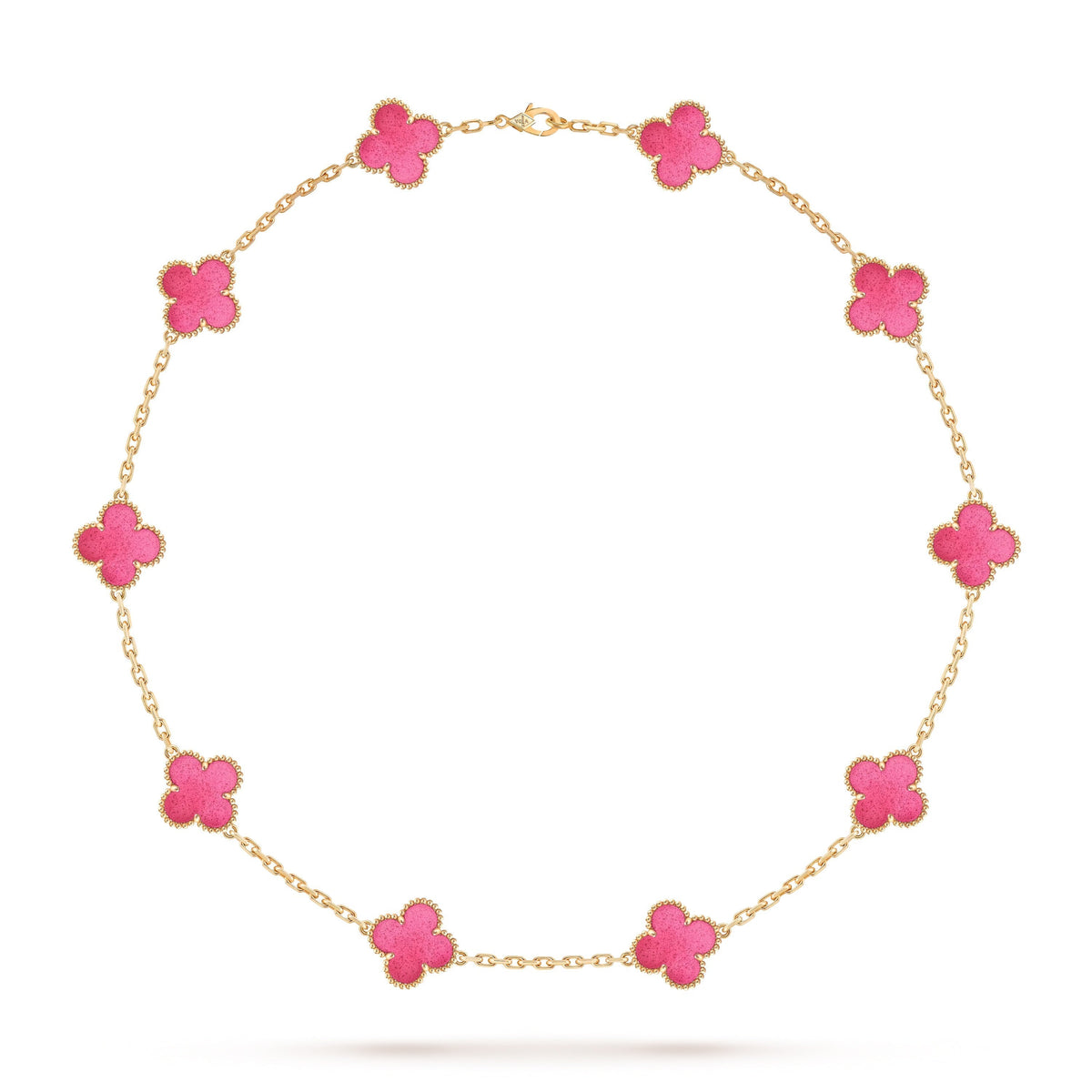 [Garvey]NEW CLOVER 10 MOTIFS PINK ENAMEL NECKLACE