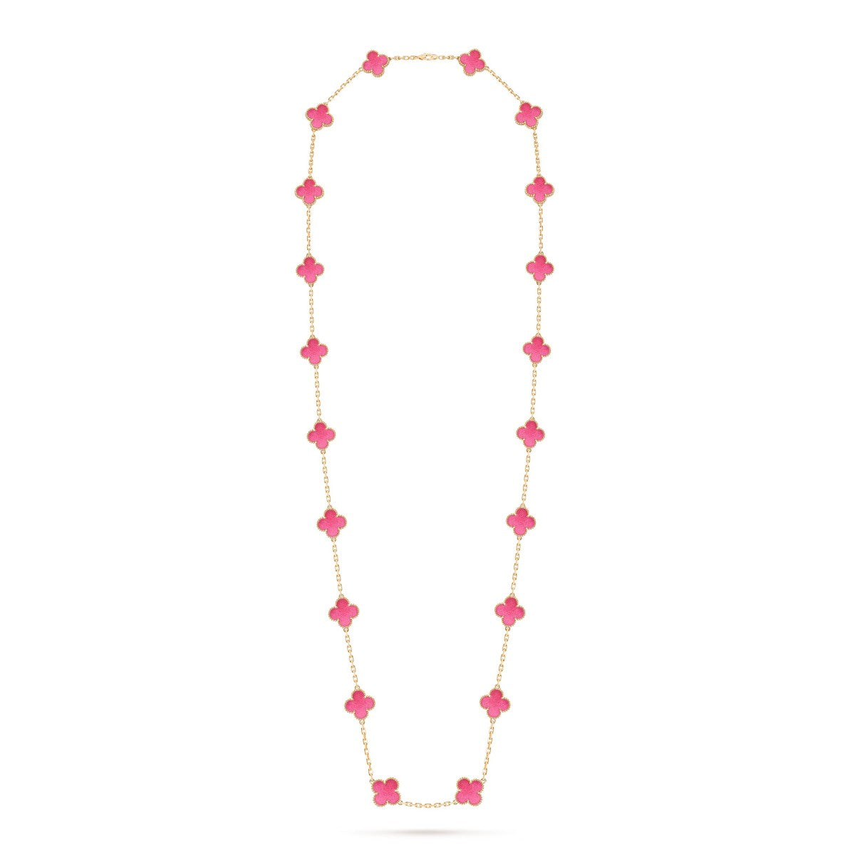 [Lora] NEW CLOVER 20 MOTIFS PINK ENAMEL NECKLACE