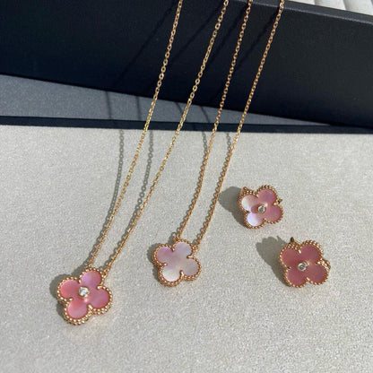 [Garvey ]CLOVER MEDIUM 1 DIAMOND PINK EARRINGS