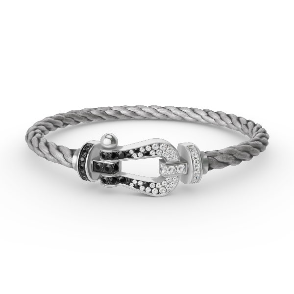 [Garvey ]FORCE LARGE HORSESHOE BLACK WHITE DIAMOND BRACELET SILVER