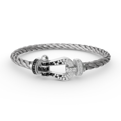 [Garvey ]FORCE LARGE HORSESHOE BLACK WHITE DIAMOND BRACELET SILVER