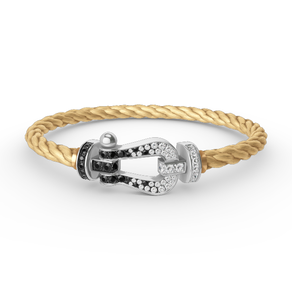 [Garvey ]FORCE LARGE HORSESHOE BLACK WHITE DIAMOND BRACELET SILVER