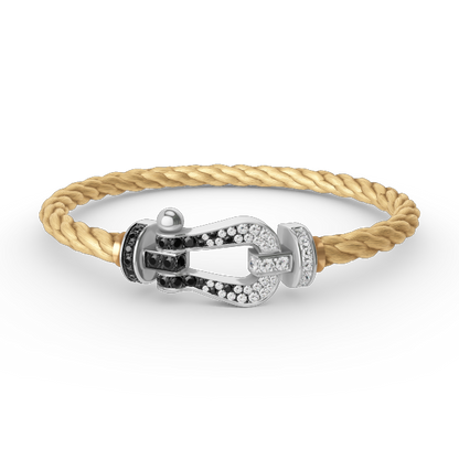 [Garvey ]FORCE LARGE HORSESHOE BLACK WHITE DIAMOND BRACELET SILVER