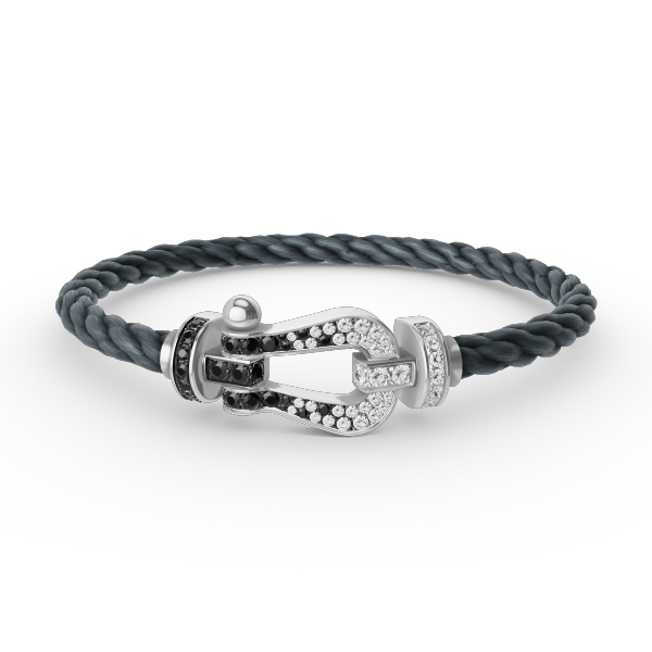 [Garvey ]FORCE LARGE HORSESHOE BLACK WHITE DIAMOND BRACELET SILVER