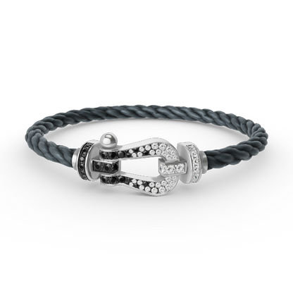 [Garvey ]FORCE LARGE HORSESHOE BLACK WHITE DIAMOND BRACELET SILVER