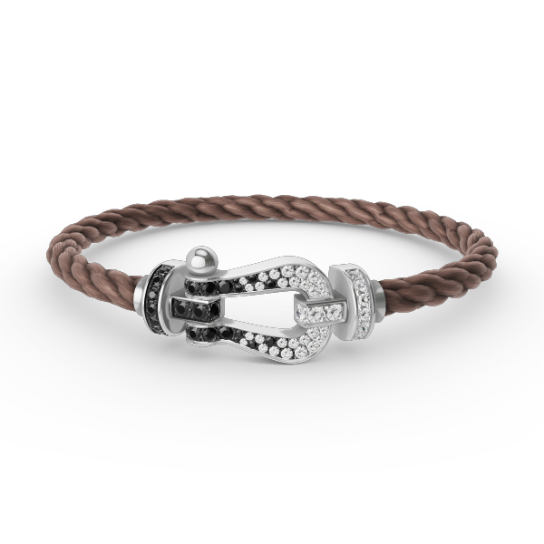 [Garvey ]FORCE LARGE HORSESHOE BLACK WHITE DIAMOND BRACELET SILVER