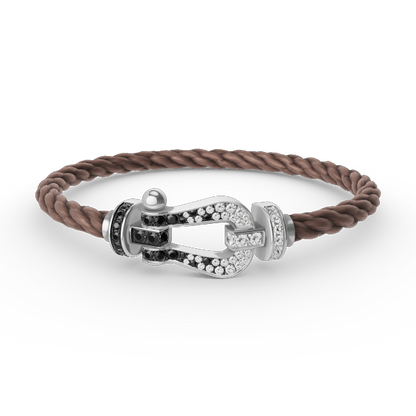 [Garvey ]FORCE LARGE HORSESHOE BLACK WHITE DIAMOND BRACELET SILVER