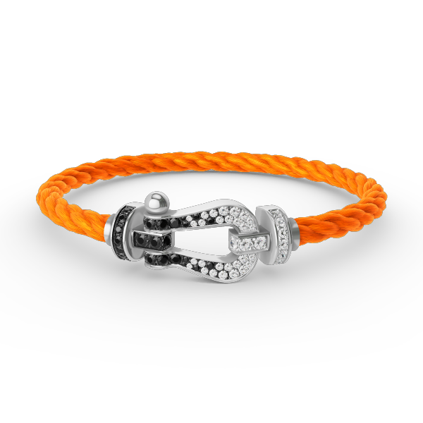 [Garvey ]FORCE LARGE HORSESHOE BLACK WHITE DIAMOND BRACELET SILVER